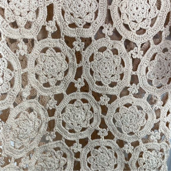 Carmelo Pomodoro Crochet Open Knit Tunic Sweater Vintage Grandma Tunic Cotton S - Picture 3 of 5